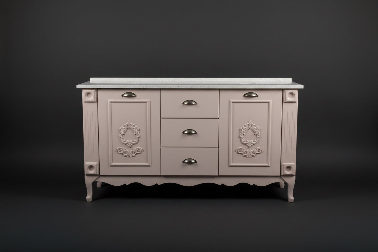 Double Vanity , beige w/ quartz top